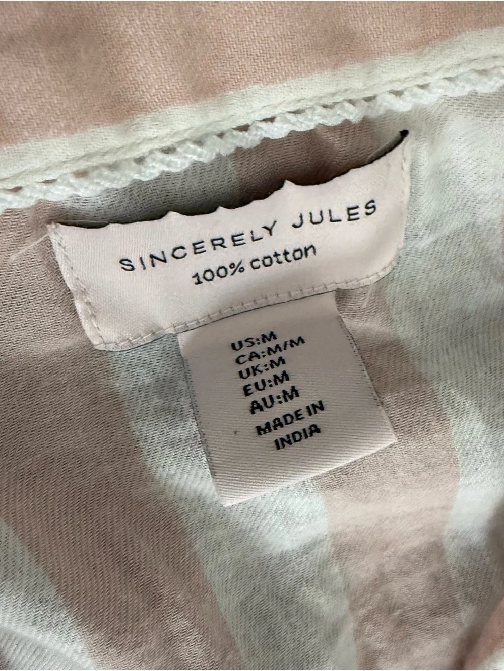 Sincerely Jules Striped Short Sleeve Pajama Set Pink & White M Matching
